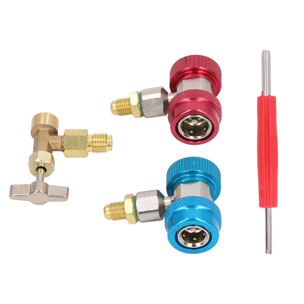 R134A Adapter-Set Tankanzapfer Schnellkupplung Doppelkopf Ventilausdreher für Pkw Klimaanlageninstallation