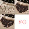 3PCS Cotton Panty for Women Mid Waist Maillard Style Briefs Seamless Breathable Solid Color Lingerie