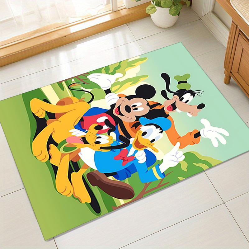 Mickey Friends Abenteuer Teppich für Spielzimmer Schlafzimmer Wohnzimmer Sofa Heimdeko Kinder Spielbereich Teppich Rutschfeste Bodenmatte