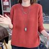 Popular Autumn and Winter Fashion Foreign Style Crew Neck Sweater Female Mother Dress Retro Versatile Loose and Thin Knitted Top