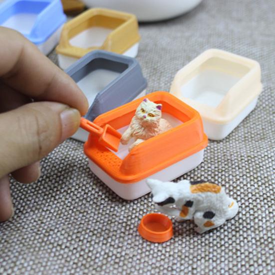 3Pcs Mini Cat Litter Box Set for 1:12/1:6 Doll Houses Handcrafted Food Bowl Tiny Scoop Miniature Scene Model Doll Home Decoration Toy