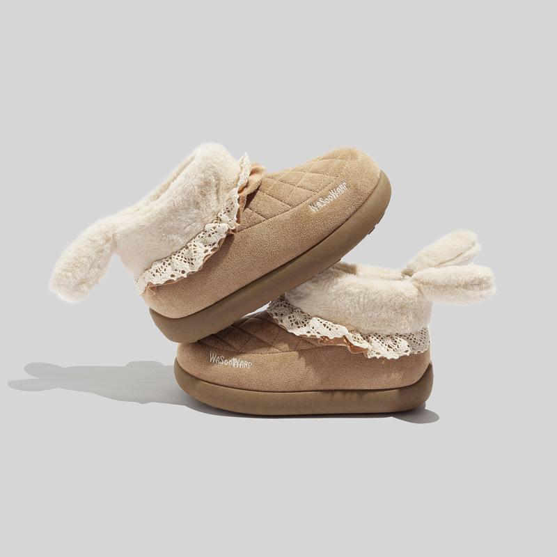 Belle rabbit ear warm snow boots 22 winter new plush casual cotton shoes 35