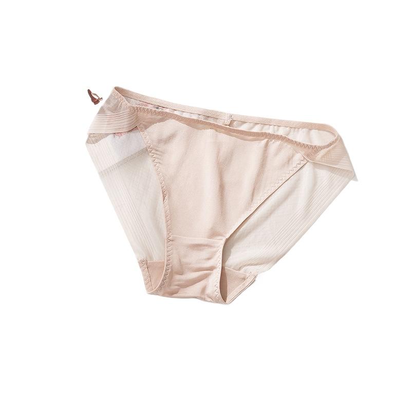 1 Pc Low Waist Sexy Lace Triangle Briefs Silky Smooth and High Elasticity Silk Home Underwear Briefs