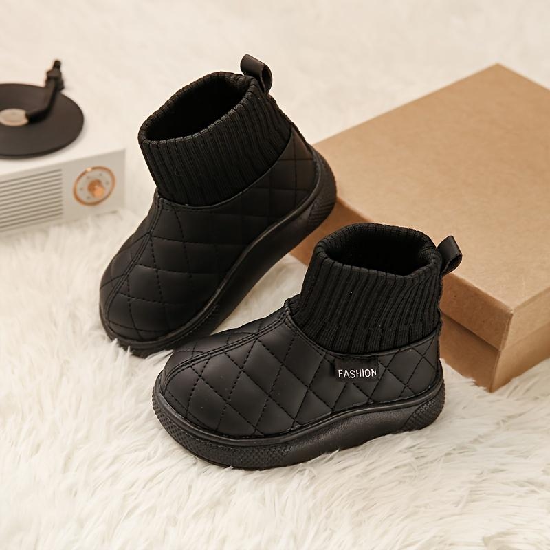 Fashion Minimalist Ankle Boots Solid Color Slip On Lightweight PU Fabric Upper PVC Sole Round Toe Boys Girls Ages Under