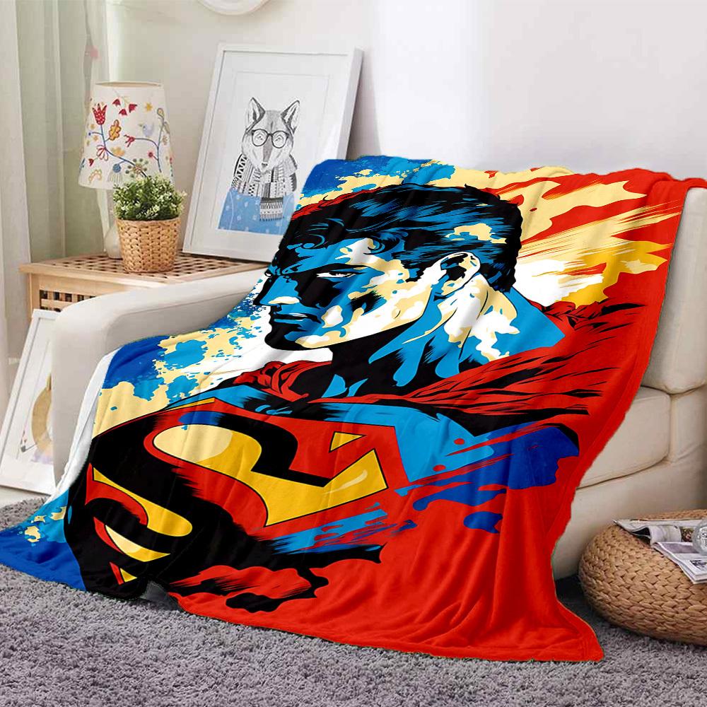 1pc Superhero Flannel Throw Blanket - HD Printed Lightweight Soft Warm All-Season Blanket for Sofa, Bed, Travel058