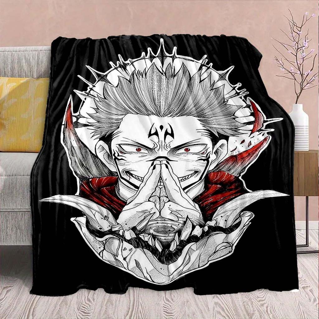 Coperta in Flanella Anime Jujutsu Kaisen - Morbida Calda Perfetta per Divano, Biancheria da Letto Campeggio Viaggio Ufficio Decorazione Casa -QJY