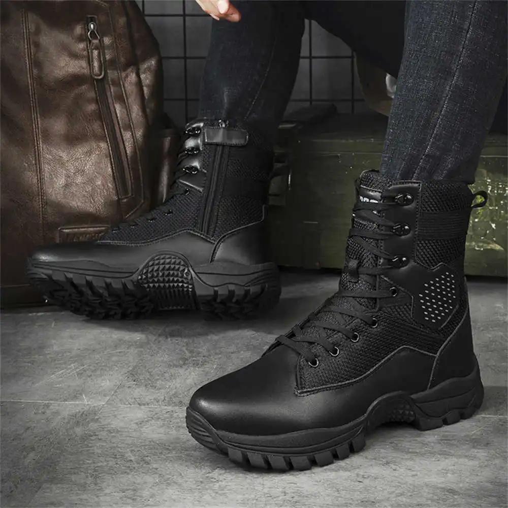 Calf Leather Rubber Sole Walking Boots Original Sneakers For Men Shoes High Top Sneakers Sports Daily Shoose Exercise