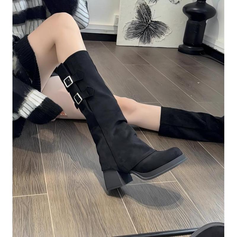 

Сапоги-трансформеры, длинные и короткие, новые съемные сапоги-конструкторы, толстые сапоги на толстом высоком каблуке и толстой подошве, ретро сапоги-трубы. 40 чёрный