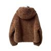 Women's Faux Lamb Wool Hooded Coat: New 2025 Autumn/Winter Double-Sided Plush, Thickened Short Coat/Sweatshirt