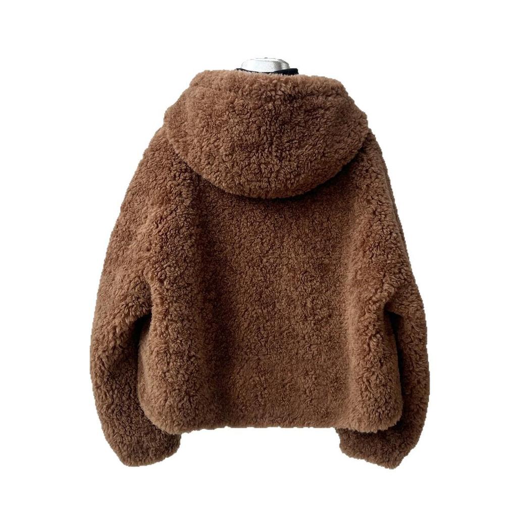 Women's Faux Lamb Wool Hooded Coat: New 2025 Autumn/Winter Double-Sided Plush, Thickened Short Coat/Sweatshirt