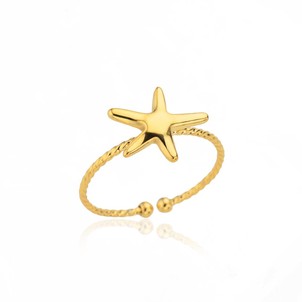 Stainless Steel Rings for Women Gold Color Star Open Ring Fashion Charm Zircon Waterproof Wedding Accessories Birthday Gifts