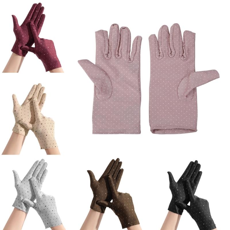 Women Summer Full-finger Breathable Touchscreen Glove Solid Color Mittens