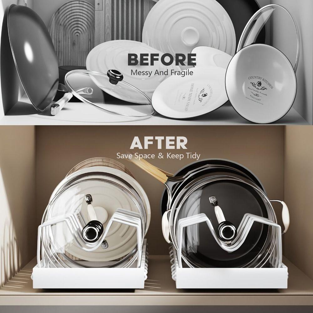 Lid Holder Cookware Storage Rack Space Saving Pull Out Organizer Premium Kitchen Pan Rack  Sink