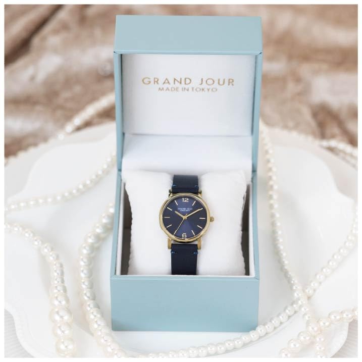 [GRAND JOUR] MADE IN TOKYO Genuine Leather Strap Watch, 3 ATM Water Resistant