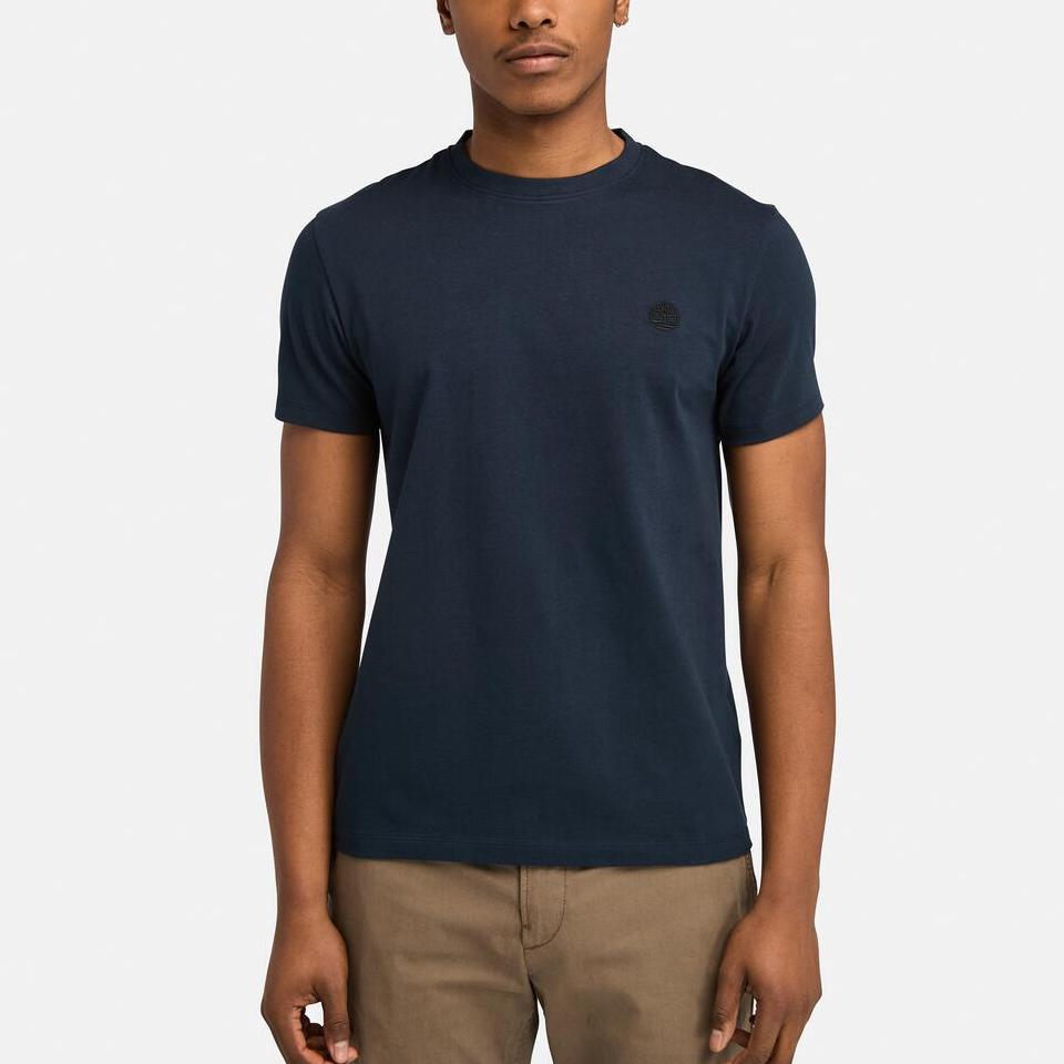 Timberland Outdoor Breathable Slim Fit Embroidered Logo Short Sleeve T-Shirt Men Tops Dark-Blue-Sapphire A2EKJ-Z02