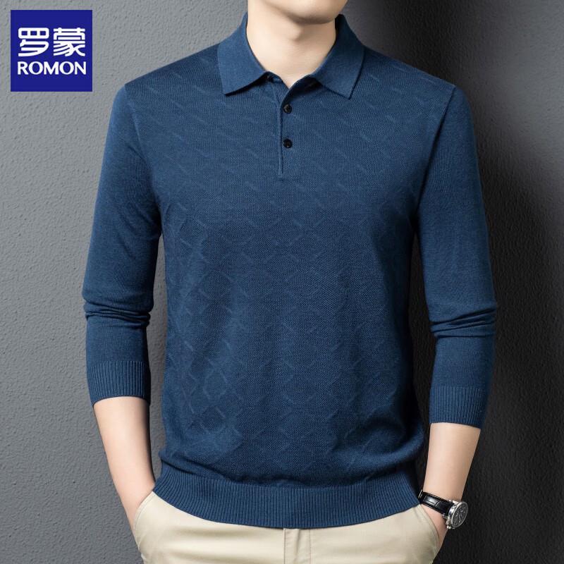 ROMON Men s Wool Blend Jacquard Knit Polo Sweater LMT6695 3XL