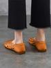Johnature Genuine Leather Slip-on Shoes Hollow Out Breathable Soft Bottom Women's Flat Sandals
