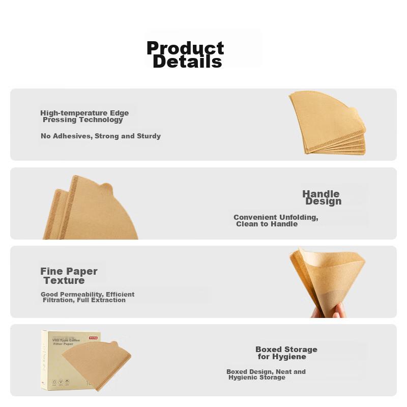 V60-02 Coffee Filter Paper, Pour-Over Fan-Shaped Funnel Original Color Filter Paper for 1-4 Servings Large Size [100 Pieces]