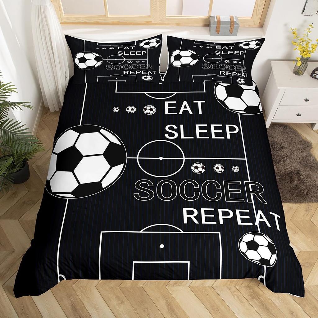 Jungen Teens Fußball Bettwäsche Set Fußballfeld Tor Bettbezug Sommer Team Sport Spiel Bettbezug Fantasy Blasen Steppdeckenbezug