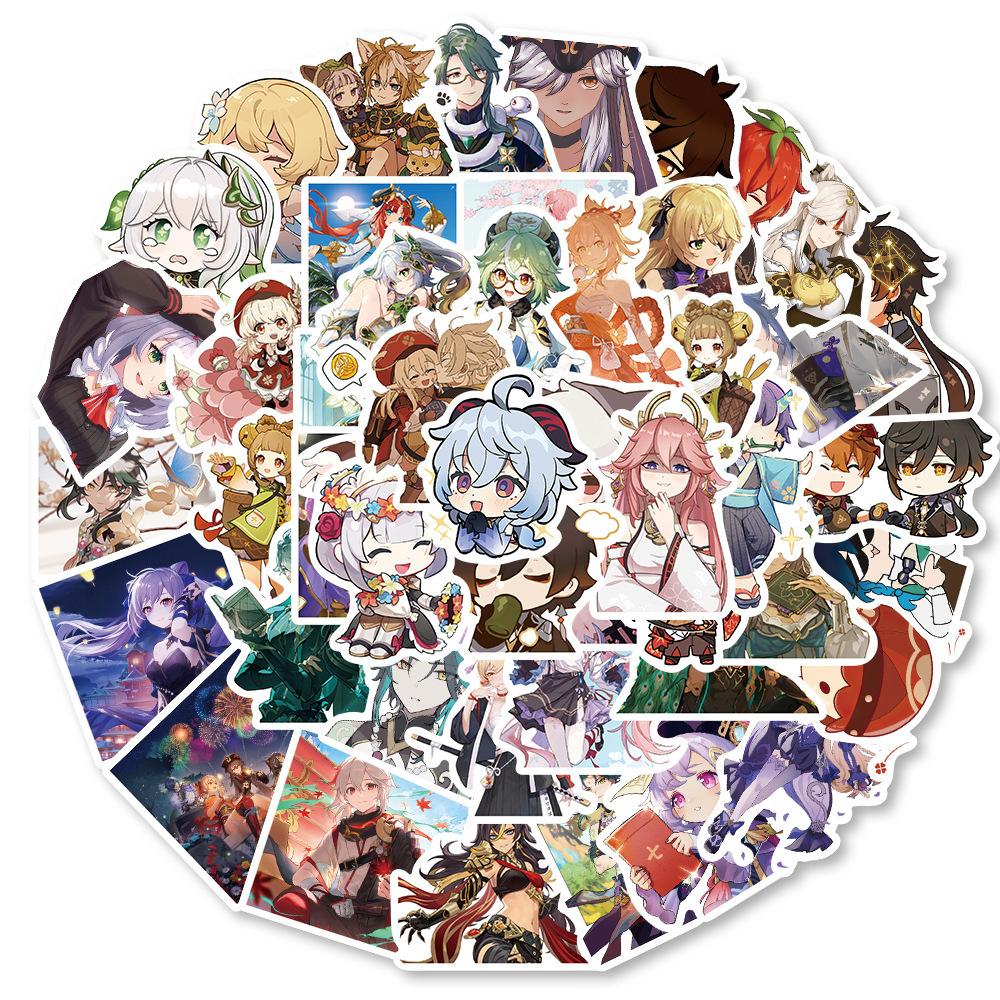 10/30/50pcs Cute Genshin Impact Anime Game Stickers Decals DIY Notebook Guitar Laptop Bike Kawaii Cartoon Sticker Kid Toys Gifts