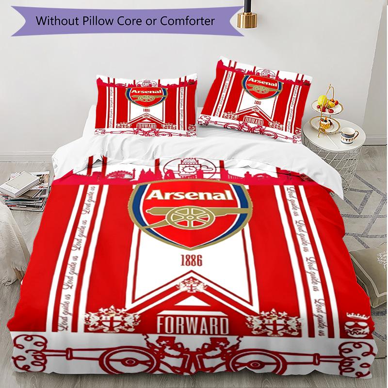 3pcs Duvet Cover Set (1*Duvet Cover + 2*Pillowcase, Without Core), Football Team F.C Print Soft All‑Season Bedding Set, Home Bedroom Decor Gift