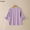 ZANZEA Camicetta casual da donna, girocollo, tinta unita, ampia, con maniche a 3/4