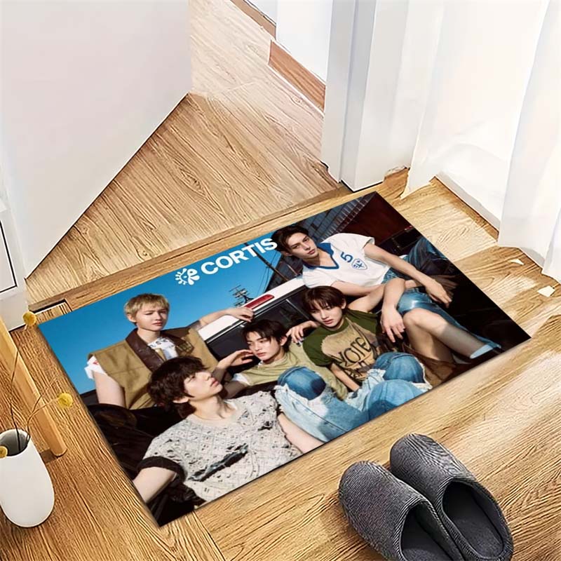 K‑pop Boy Group Photo Print Area Rug Music Fan Non‑Slip Rectangular Floor Mat for Gaming Room Office Living Bedroom Home Decor