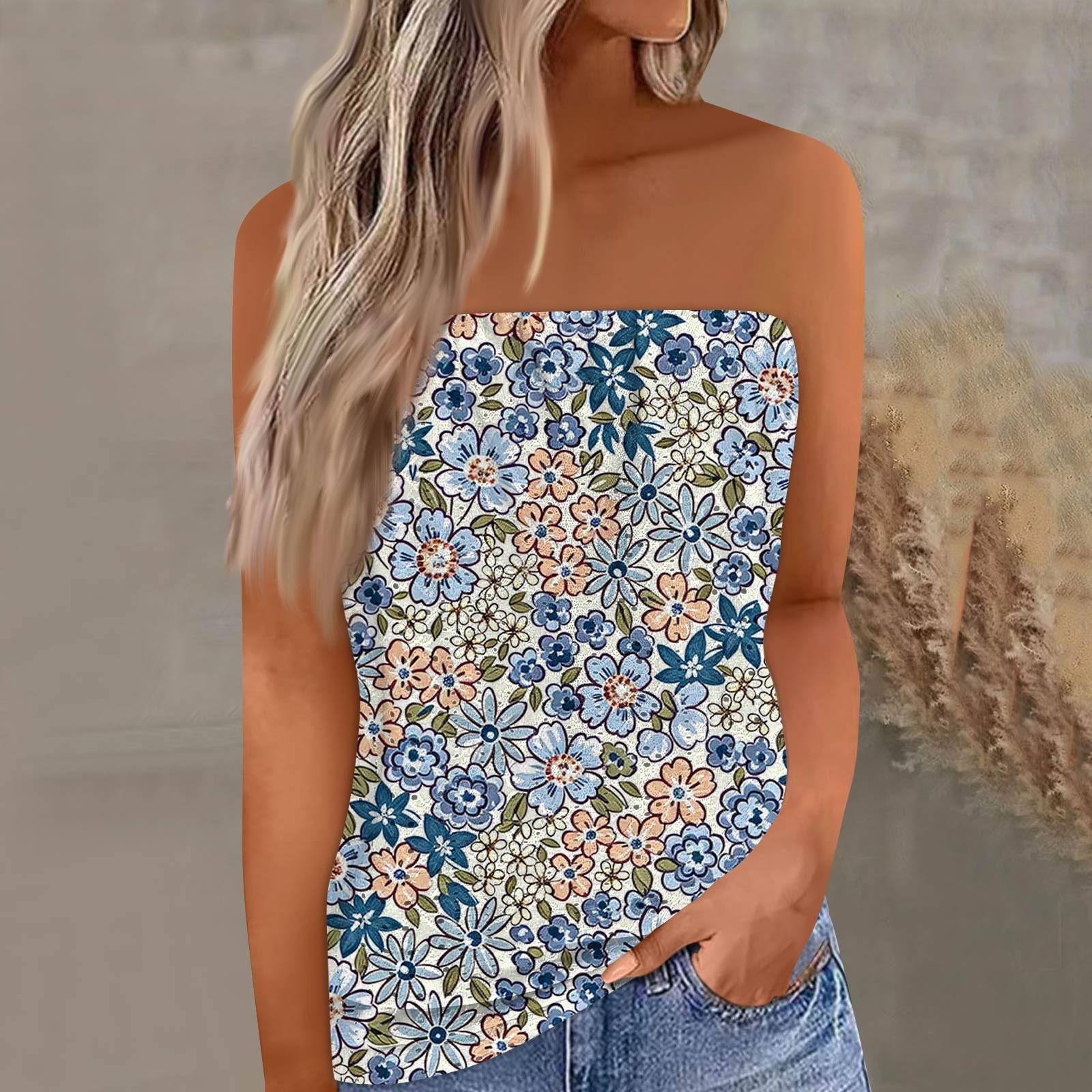 

Укороченные топы для женщин, сексуальные летние майки-трубы без рукавов с принтом, майка-рубашка, жилет M синий