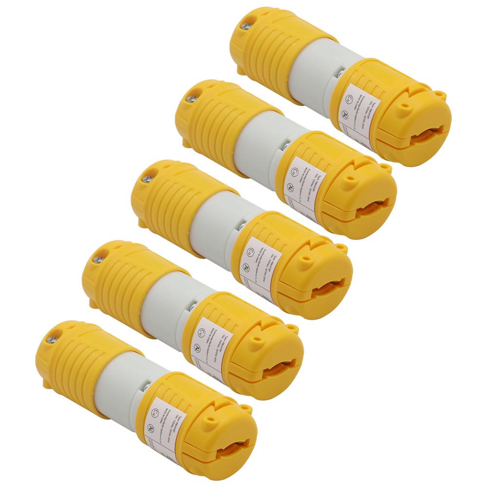 5 Set Straight Blade Electrical Plug and Connector Kit 15 Amp 125V 5-15P 5-15R