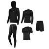 5 in 1 Mens Tracksuit Dance Gym Compression Football Jogging Sports Suit