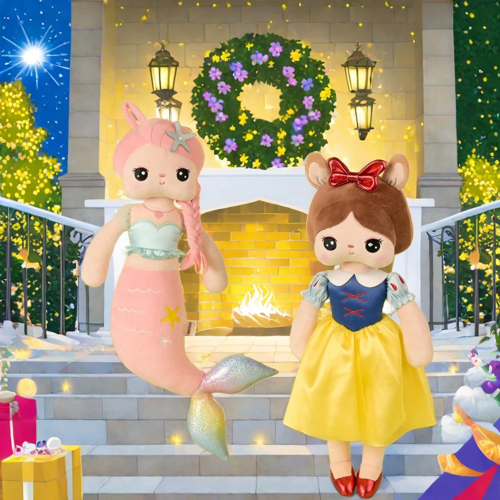 Metoo Customize Angela Plushie Doll,Mermaid Fairy Tale Snow Princess,Kawaii Cartoon Soft Stuffed Toys Kids and Baby Gifts