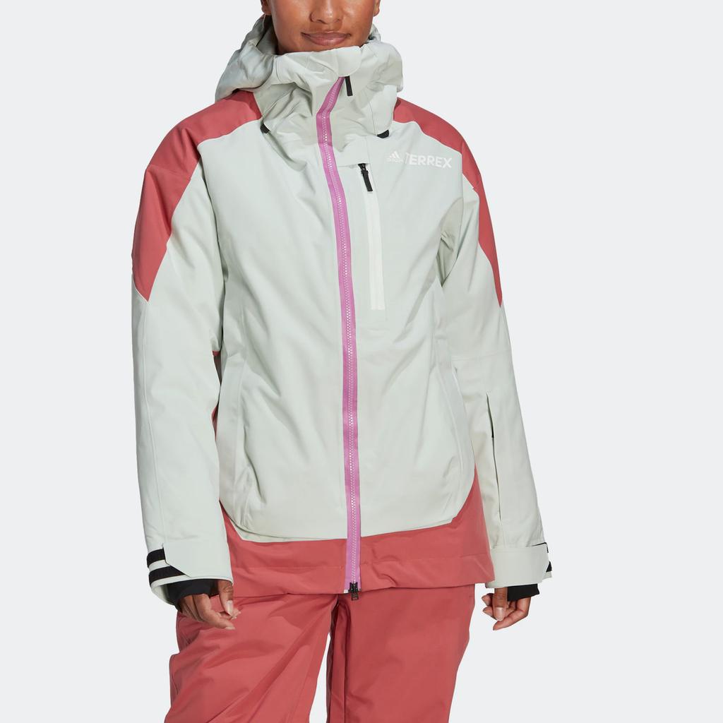 adidas Terrex W Rso T 2L Sin J Striped Logo Zip Hooded Outdoor Jacket Ski Wear Women Jackets Green HI5484