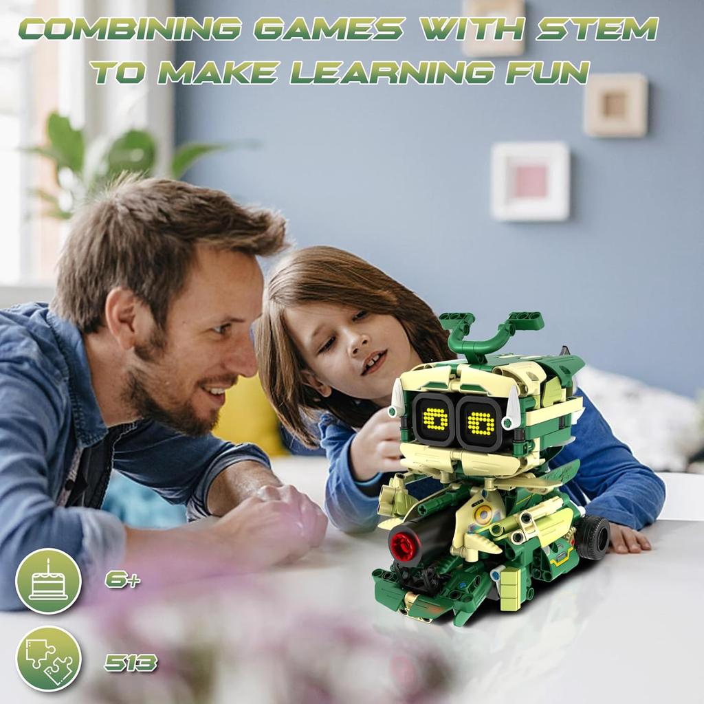 STEM Building Toys for Kids 6-14, Remote & APP Controlled 3in1 STEM Robot Building Kit for Kids with Music Spray, 513 Pcs Building Blocks Set