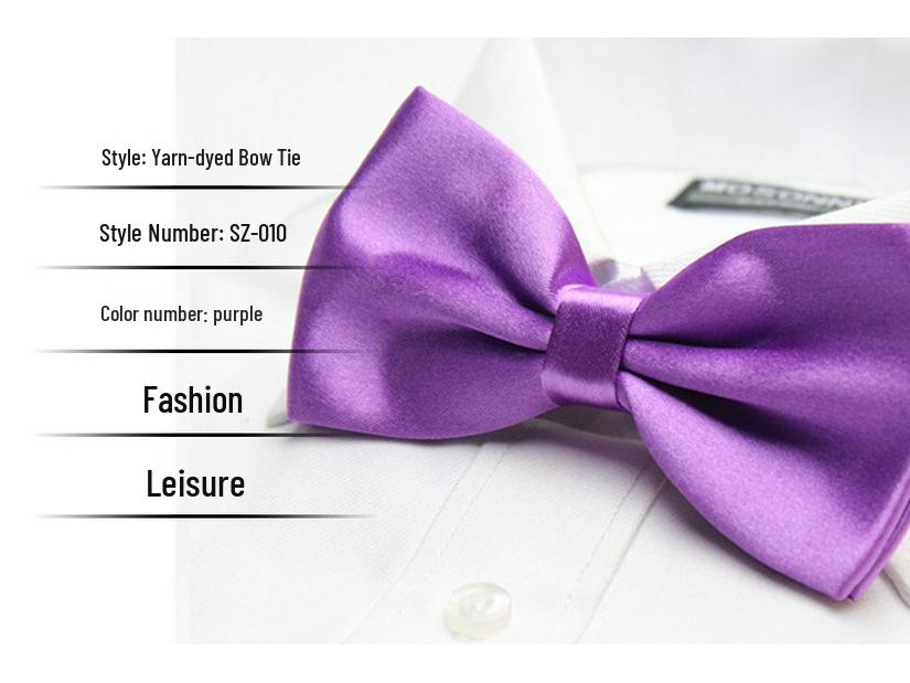 Solid Color Formal Wedding Bow Tie for Men - Customizable Logo and Multi-Color Options