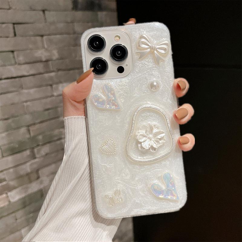 Applicable to Apple 16Promax mobile phone case iPhone17 protective case 15 Epoxy three-dimensional bow 14 anti-drop 12