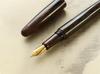WANCHER DREAM PEN Makoto Ebonite Marble Brown Cigar Shape Fountain Pen Mountain Stream Stainless Steel Gold (KEIRYU Nib, Plated)