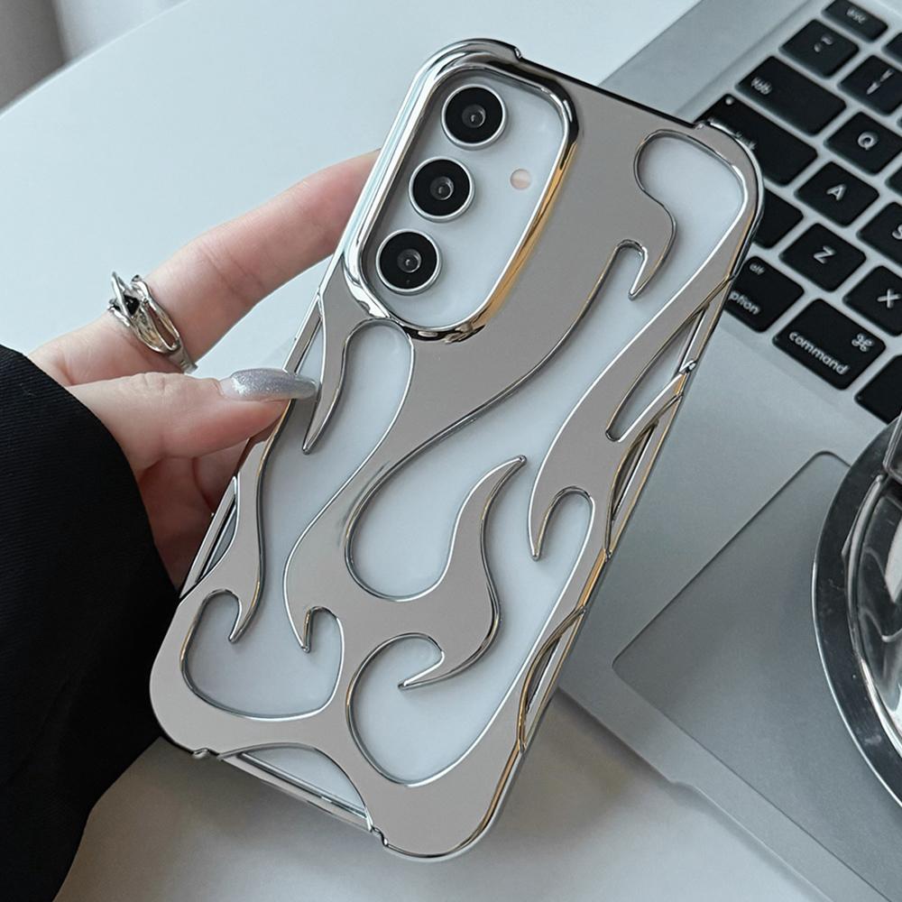 For Samsung Galaxy A54 5G Case Hollow Flame Design Electroplated TPU Phone Cover