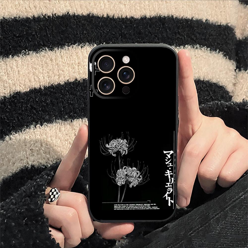 Art Red spider lilys japan design Phone Case For iPhone 17 16 e 15 14 13 12 Plus Mini Pro Max Soft black Shockproof Cover