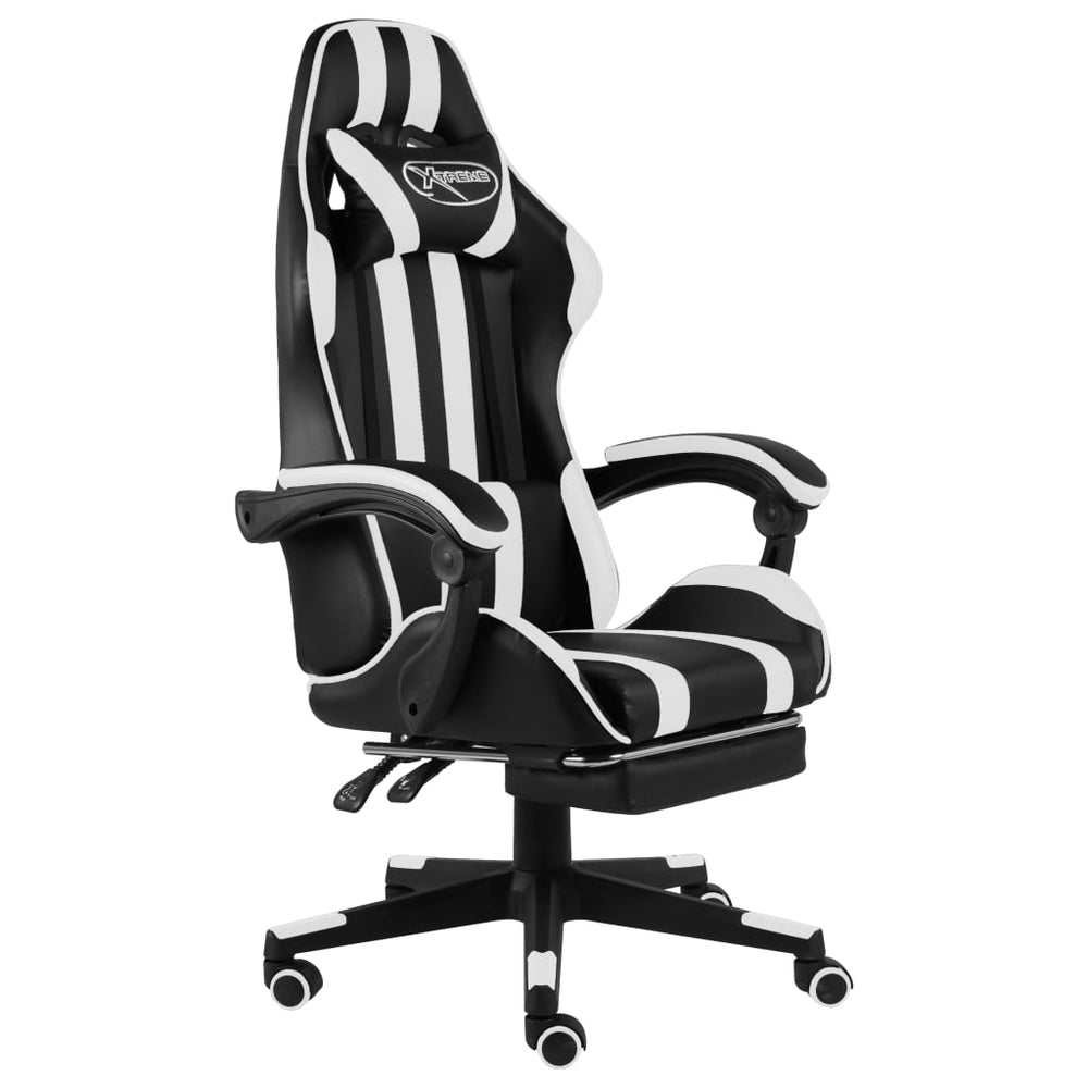 Fauteuil de jeux vidéo et repose-pied Noir et  Similicuir