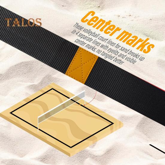 26.3' X 52.6' Beach Volleyball Lines for Sand 2.5inch Wide Boundary Lines with Sand Bag for Outdoor Sand Backyard Grass