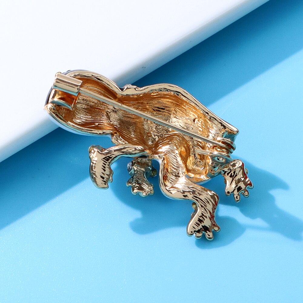 Blucome Cartoon Cute Frog Brooches For Women Animal Design 2 Colors Kids Accessories High Quality New 2023