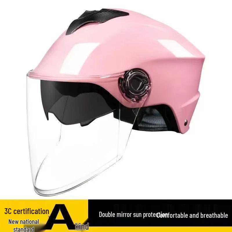 Durable Dual-Lens Motorcycle Half Helmet for Men & Women – Breathable, Sun-Protected, All-Season Safety