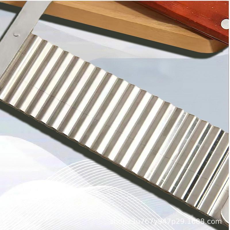 Crinkle Cutter For Veggies Stainless Steel Wavy Fry Cutter Wooden Handle Kitchen Slicer French Chopping Cutting Tool For