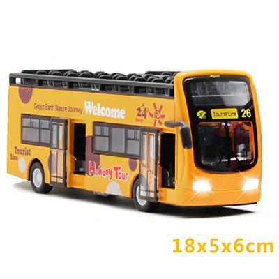 Bus-Spielzeug im Maßstab 1:32, Sightseeing-Doppeldecker-Stadtbus, offenes Modell, Druckguss-Metallautos, Spielzeug-Druckguss-Rückziehfahrzeuge, Mini-Modell, Lichter und Musik