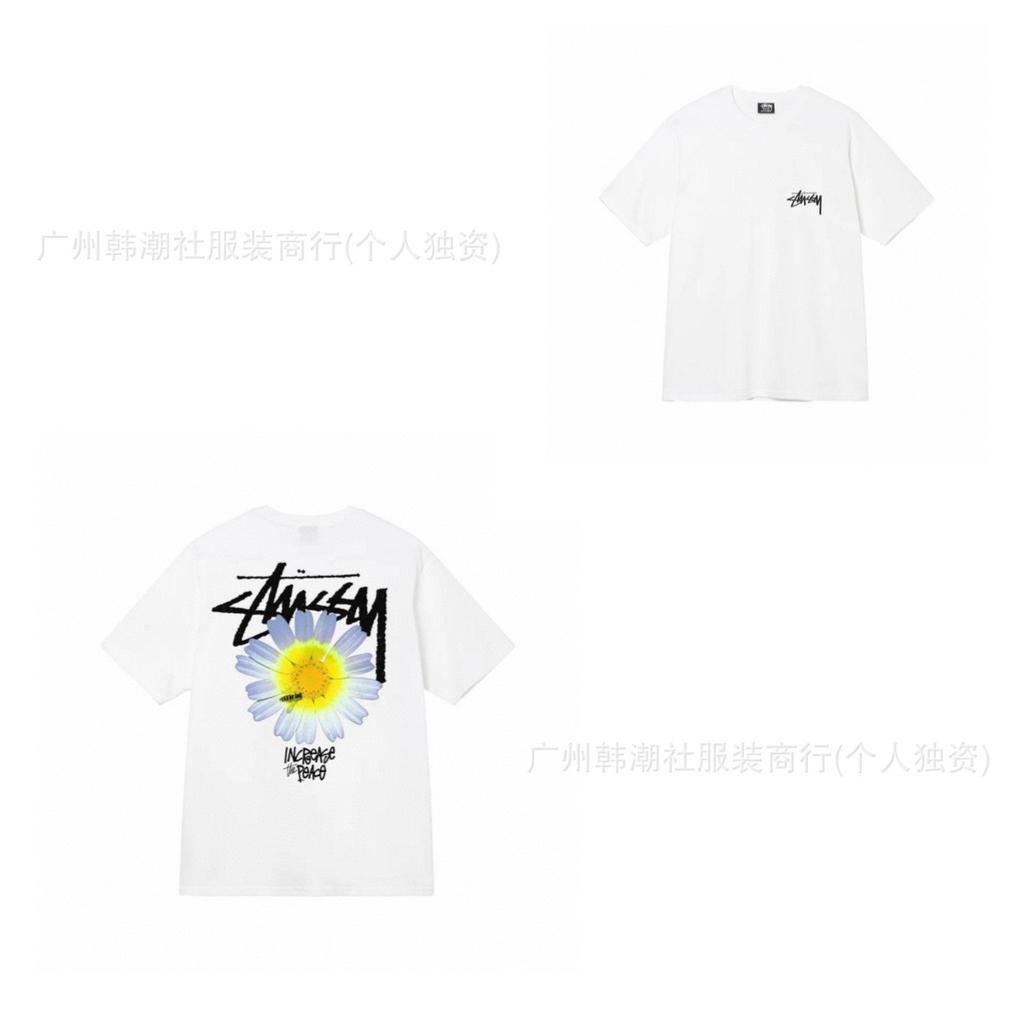 [2] American trendy brand short-sleeved t-shirt black and white collection printed short-sleeved t-shirt casual couple men and women of the same style