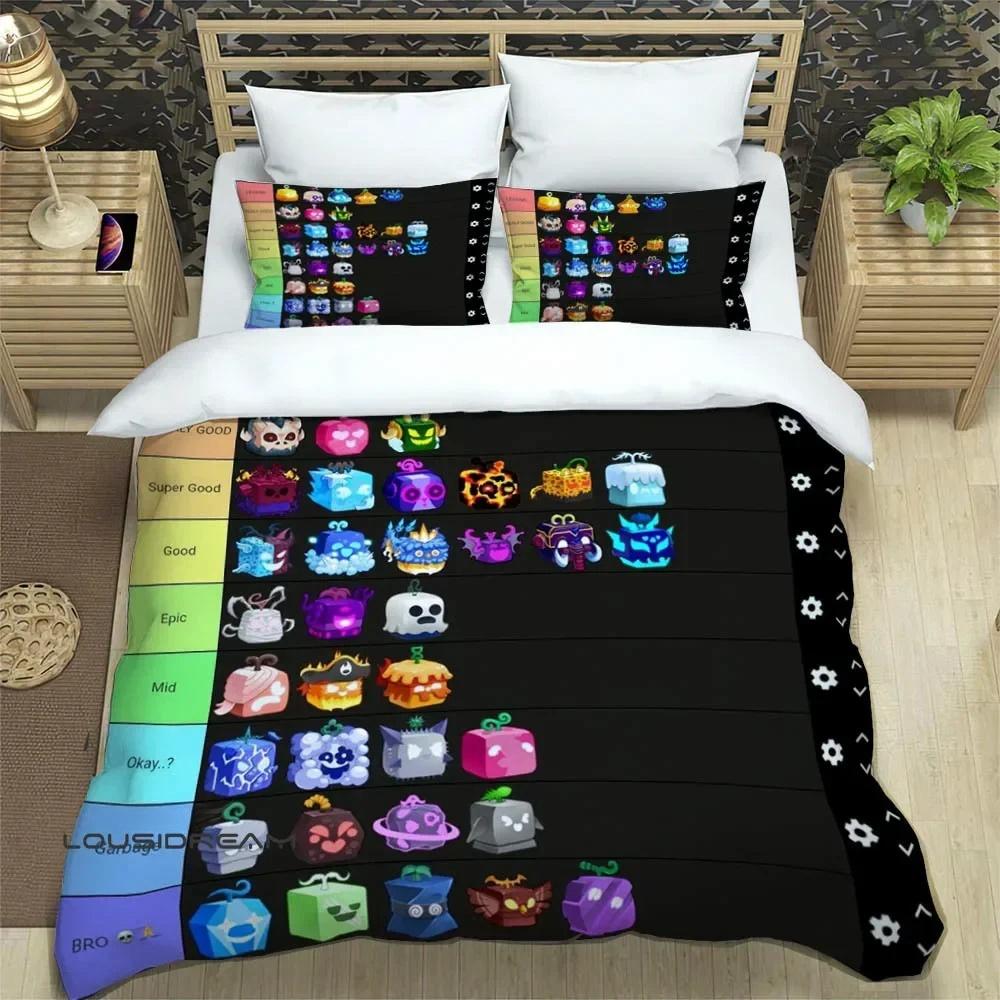 Σετ κλινοσκεπασμάτων Game b-blox fruits pinted, εξαιρετικά είδη κρεβατιού, σετ παπλωματοθήκης, σετ πάπλωμα, σετ κλινοσκεπασμάτων, πολυτελές δώρο γενεθλίων