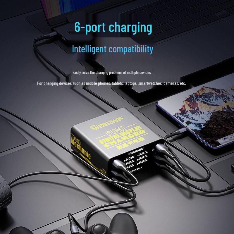 Smart Multi-Port Fast Charger with Digital Display & Overload Protection, Supports PD