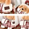 Plush Puppy Flap Backpack Drawstring Casual Grid Pattern Backpacks Cartoon Plaid Shoulder Bag Outdoor Travel Date Backpacks