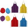 Good-8-Piece Children's Apron And Chef Hat Set, Adjustable, With 2-Pocket Kitchen Apron Apron