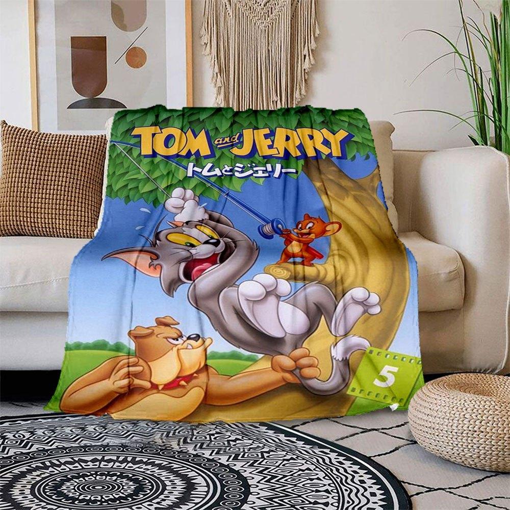 

Tom and Jerry Fishing Adventure DVDBlanket Flannel Throw Blanket for Sofa, Bed, Travel, Camping, Office 100x150cm